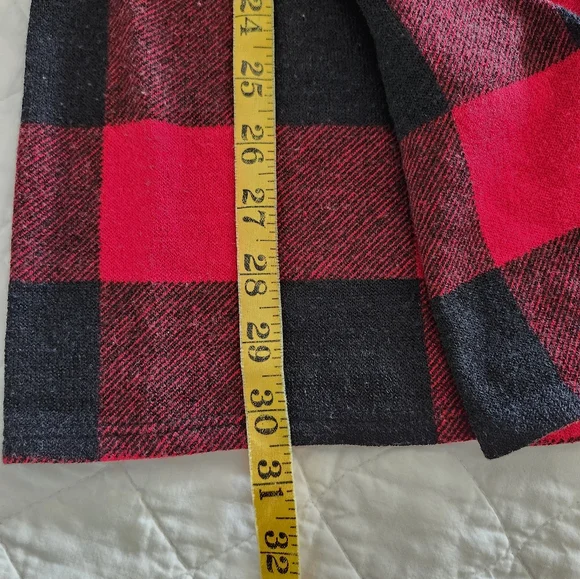 Buffalo Plaid Open Front Drape Cardigan, Size S/M, Made in USA - Picture 5 of 5